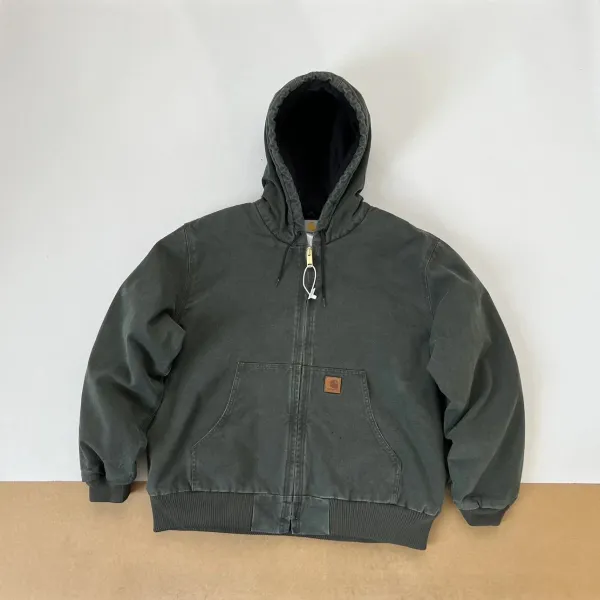 Carhartt WIP Active Jacket Charcoal Gray Hooded Workwear Jacket - 24