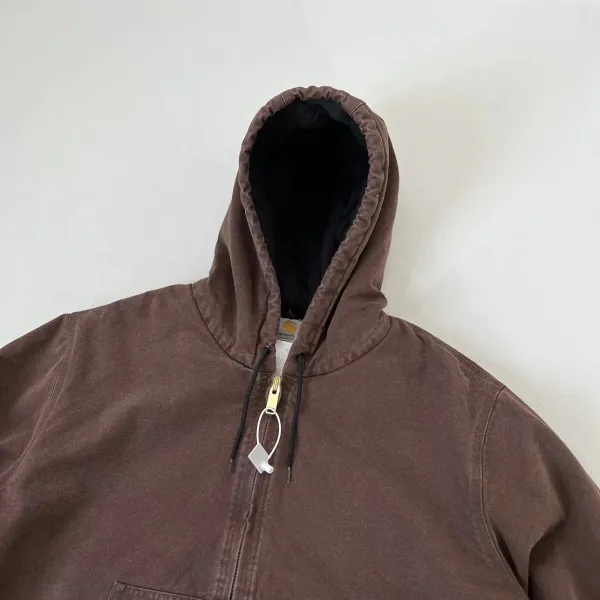 Carhartt WIP Active Jacket Charcoal Gray Hooded Workwear Jacket - 27