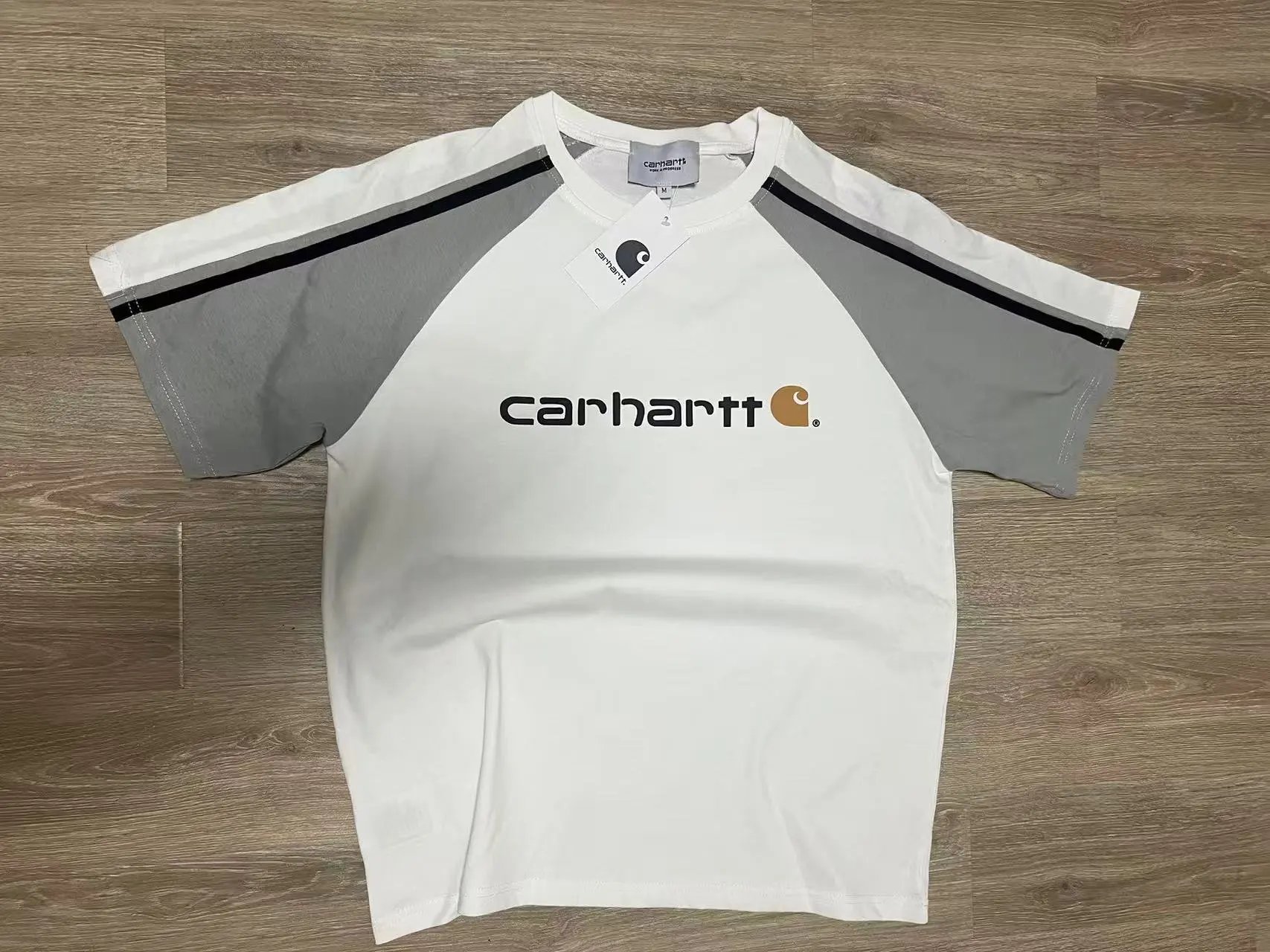 Cotton Crewneck Color Block T-Shirt photo 3