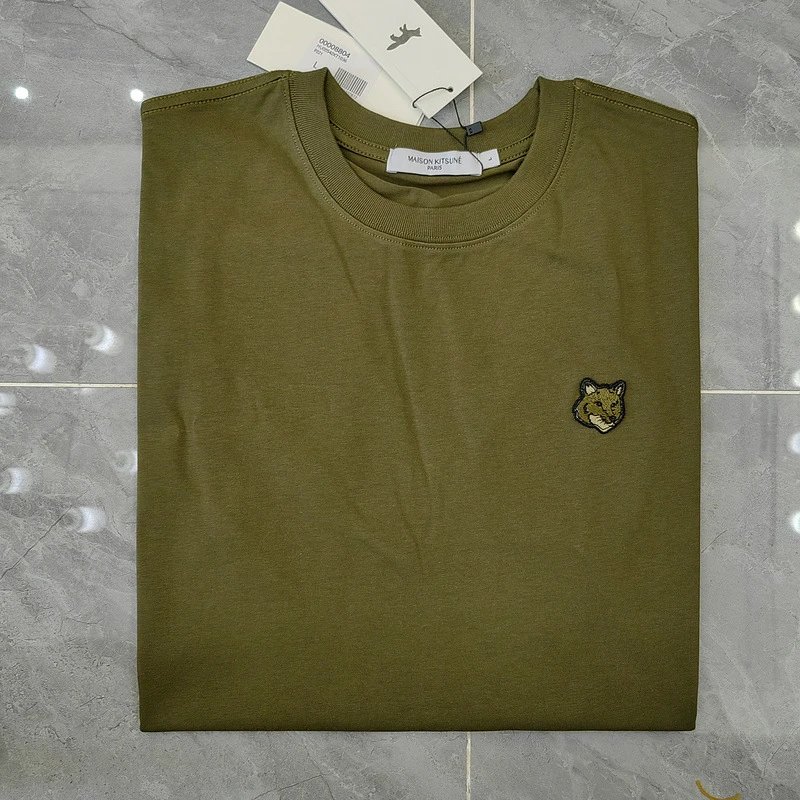 Maison Kitsuné Fox Embroidery T-Shirt Army Green - 40