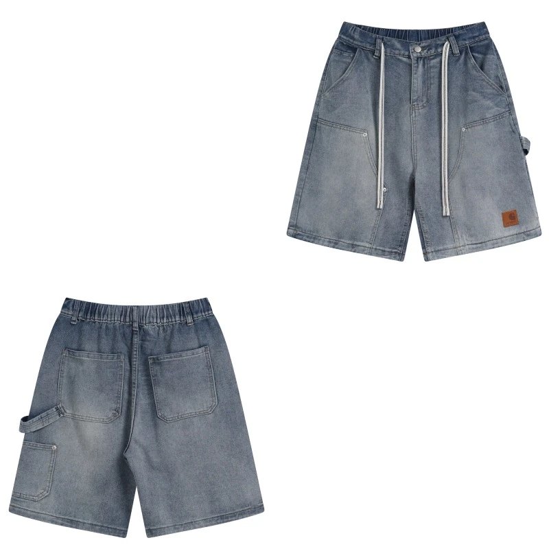 Classic Multi-Pocket Washed Denim Shorts photo 4