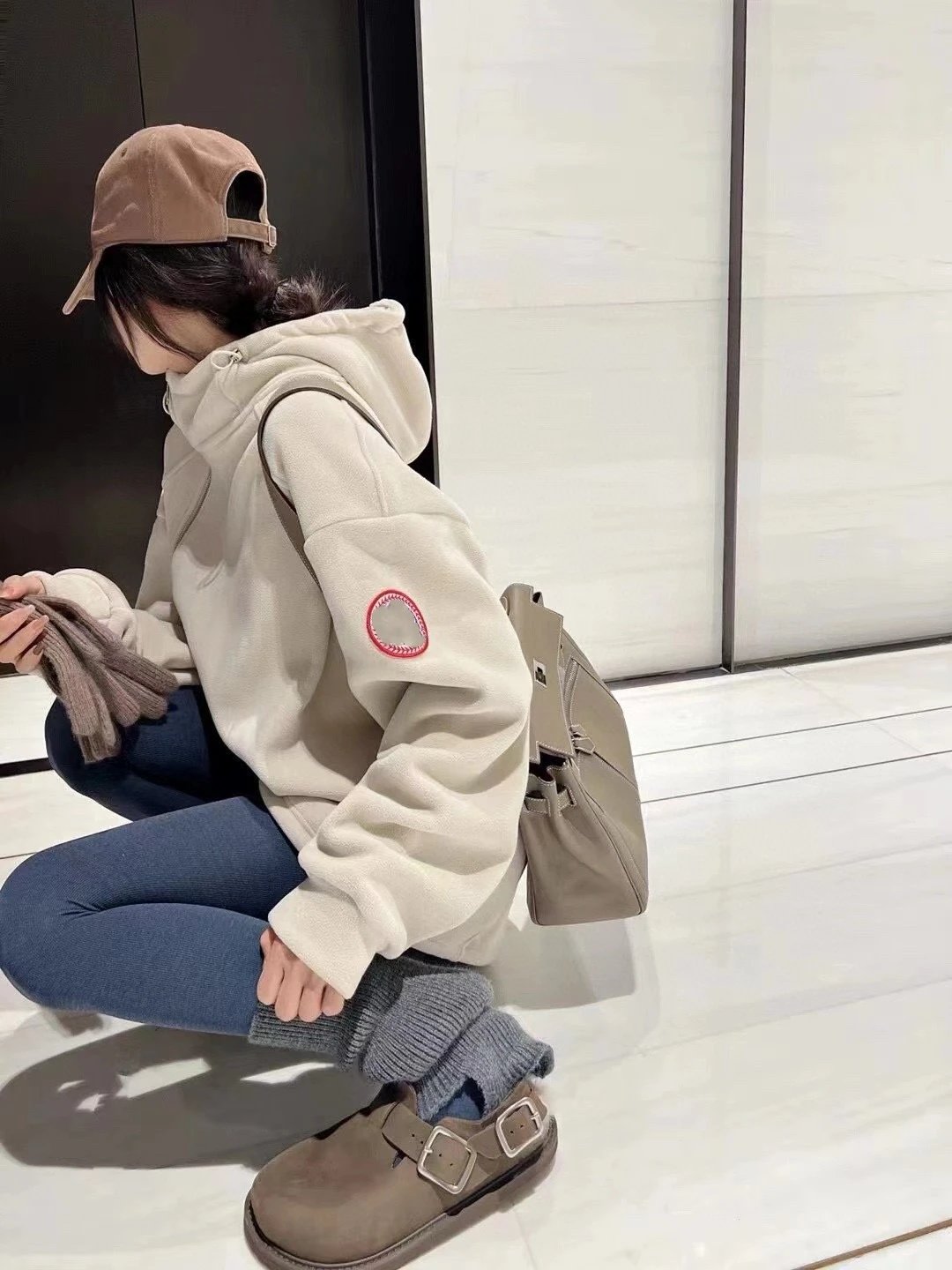 Fleece Diagonal Zip Hoodie photo 8