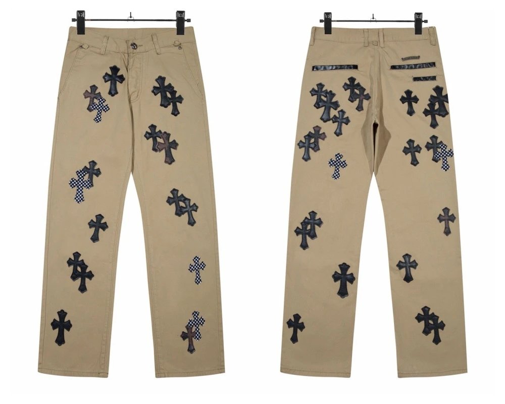Chrome Hearts Cross-Embroidered Cargo Pants Beige - 1
