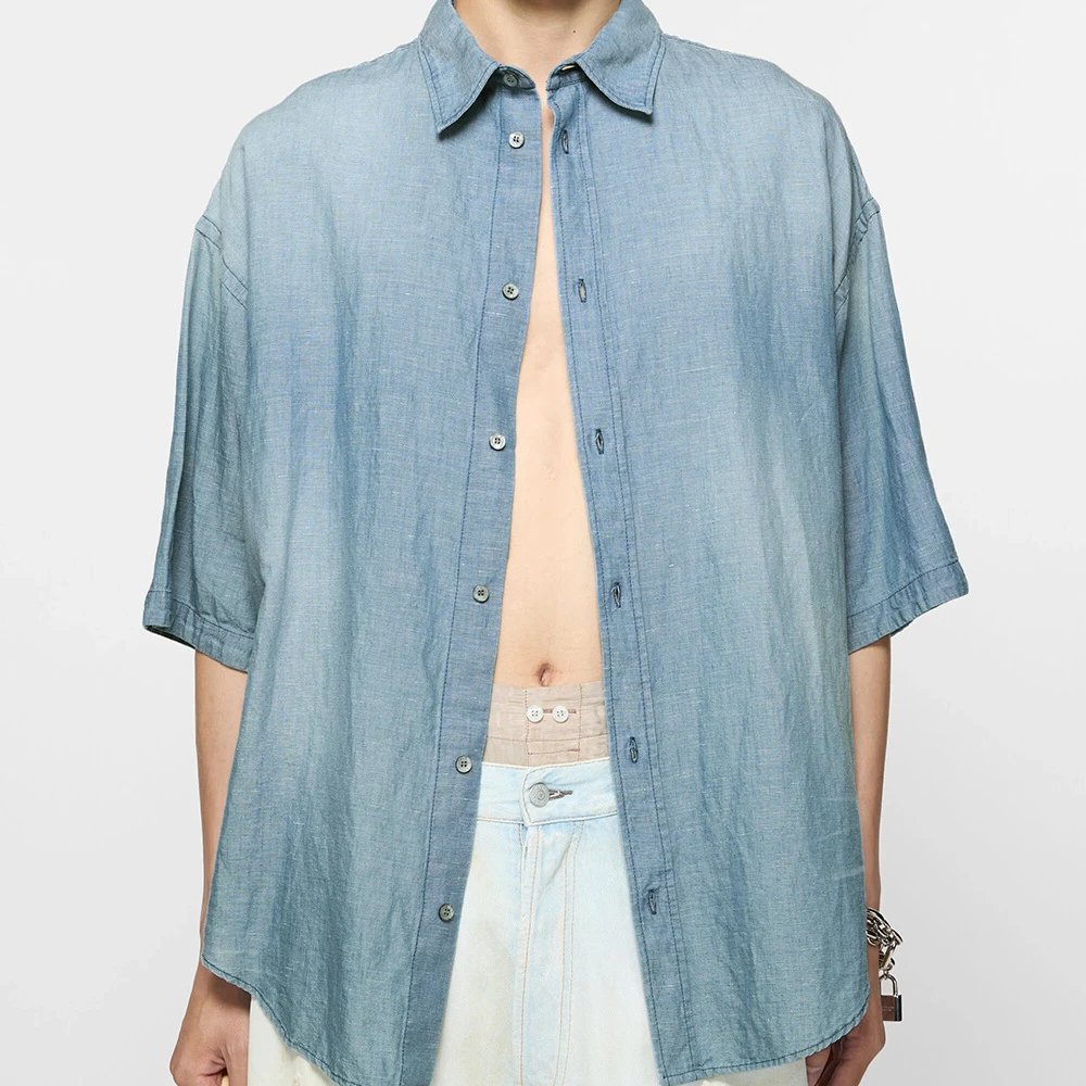 Vintage Washed Letter Denim Shirt photo 4