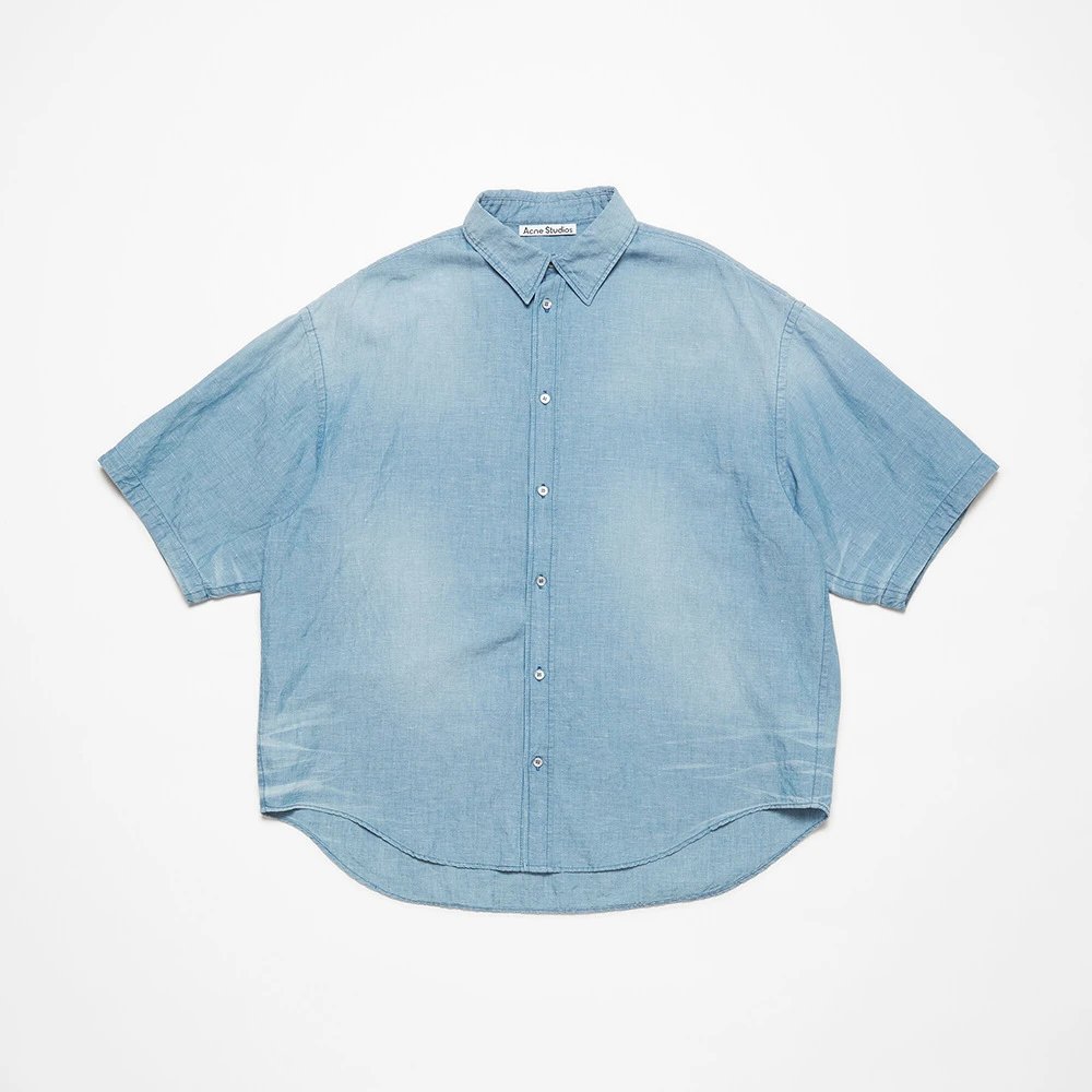Vintage Washed Letter Denim Shirt photo 2