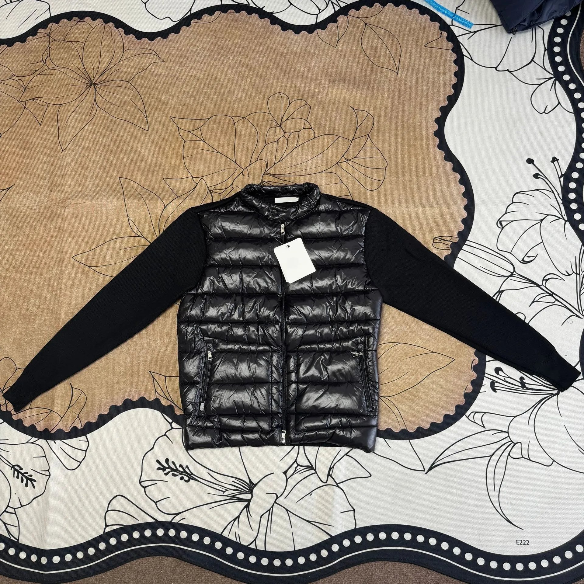 Mock Neck Patchwork Sleeve Quilted Jacket photo 2