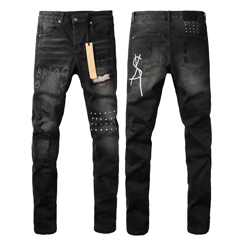Denim Jeans Assorted Washes Distressed Graphic Slim Fit