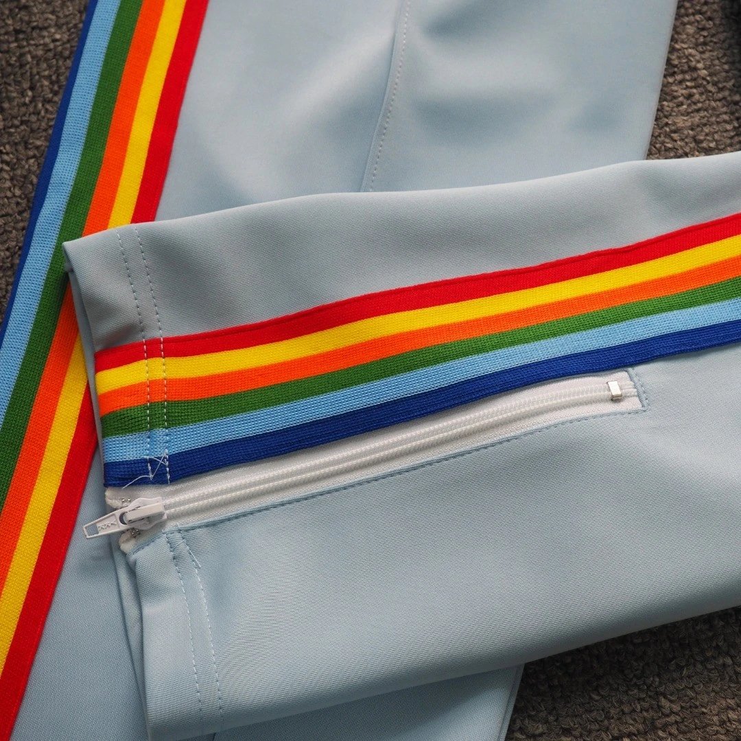 Striped casual pants with color bands photo 7