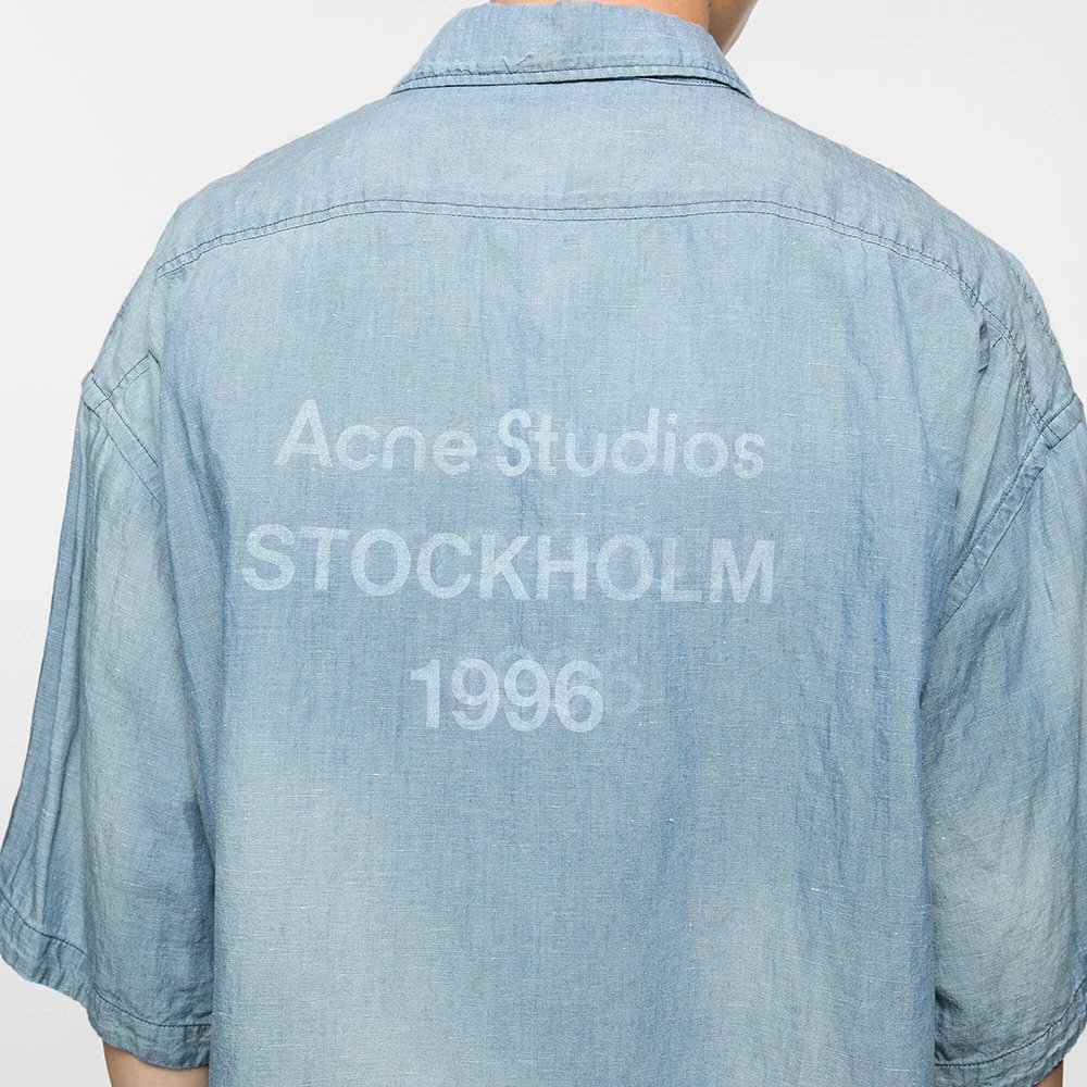 Vintage Washed Letter Denim Shirt photo 6