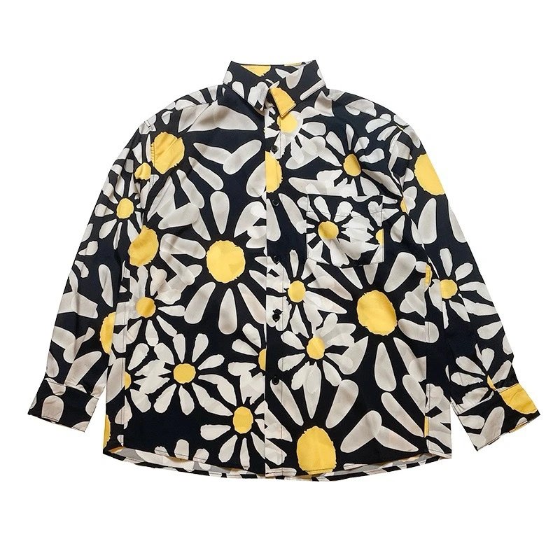 Hand-Drawn Flower Logo Print Shirt photo 6