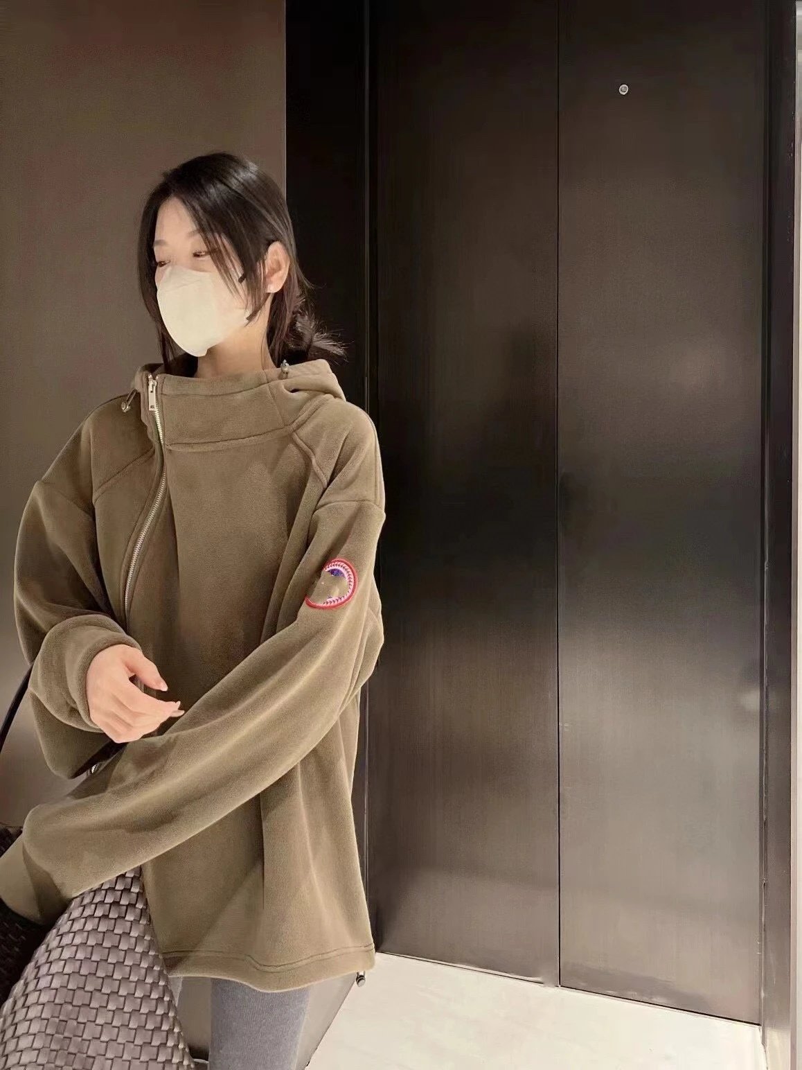 Fleece Diagonal Zip Hoodie photo 7