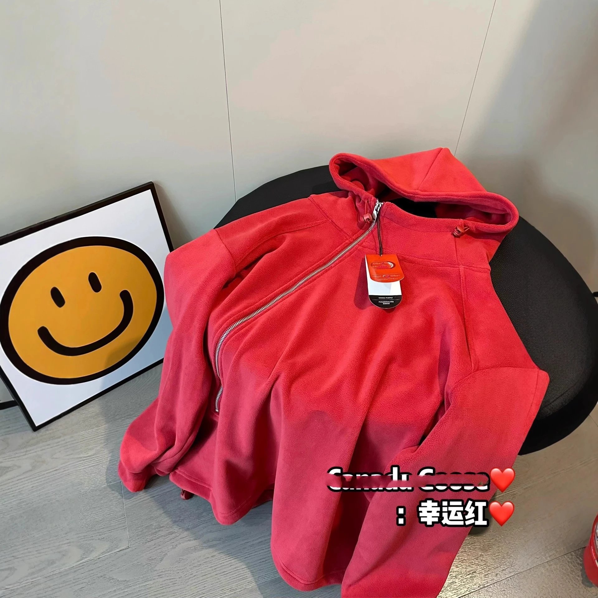 Fleece Diagonal Zip Hoodie photo 2