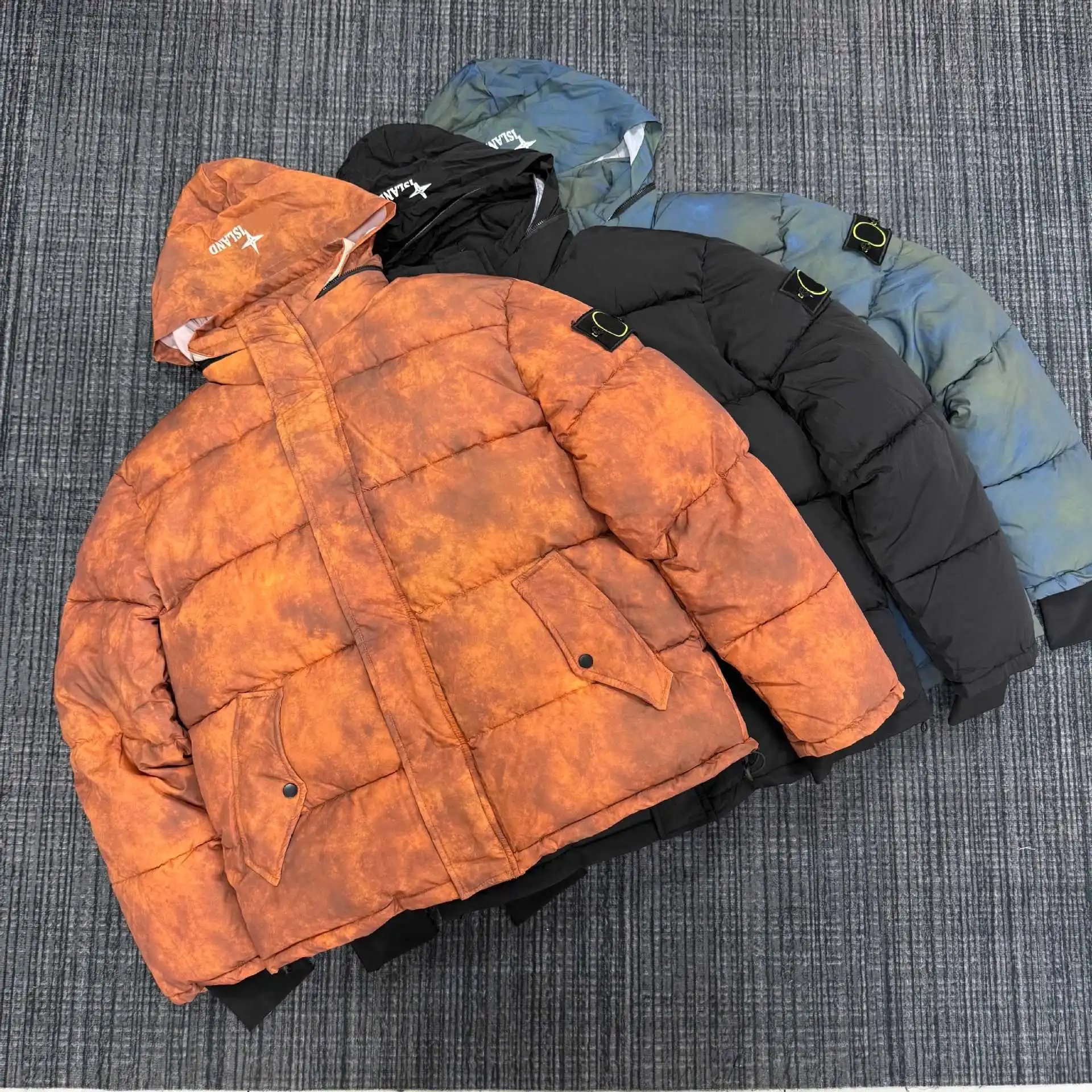 Tie-Dye Detachable Hood Puffer Coat