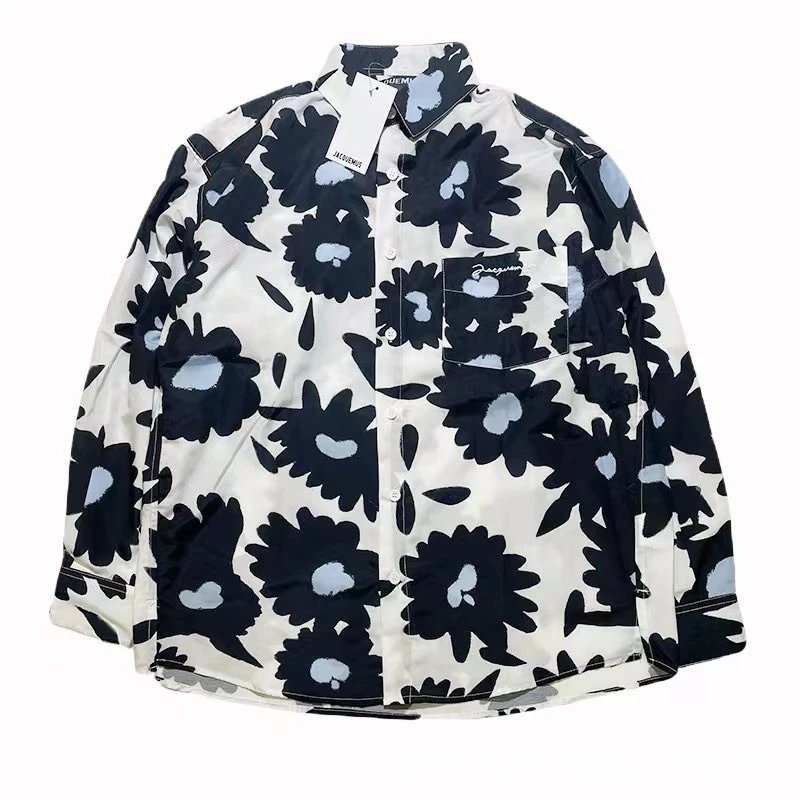 Hand-Drawn Flower Logo Print Shirt photo 3