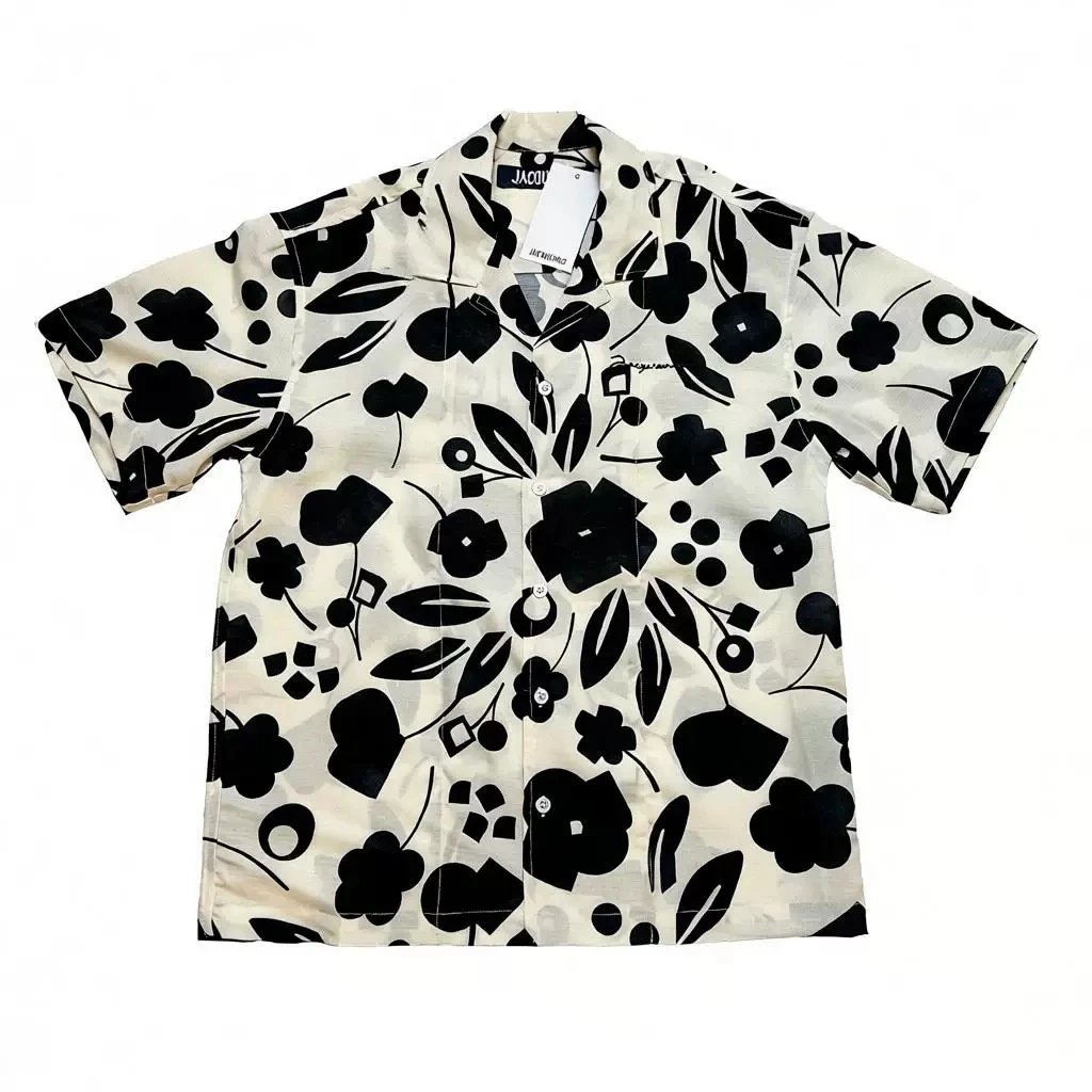 Hand-Drawn Flower Logo Print Shirt photo 8