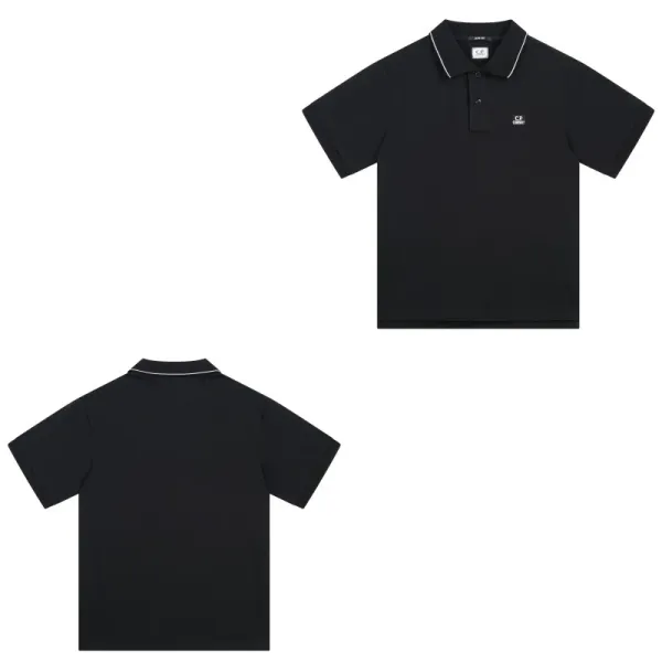CP Company Black Piqué Polo with White Trim - 1