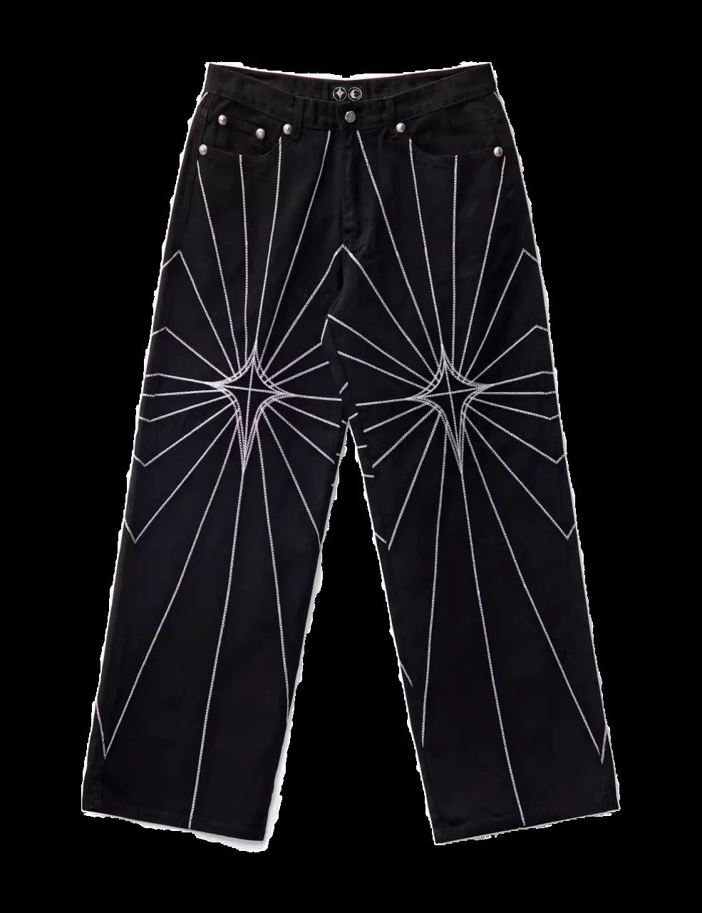 Spider Web Embroidery Straight Jeans photo 2