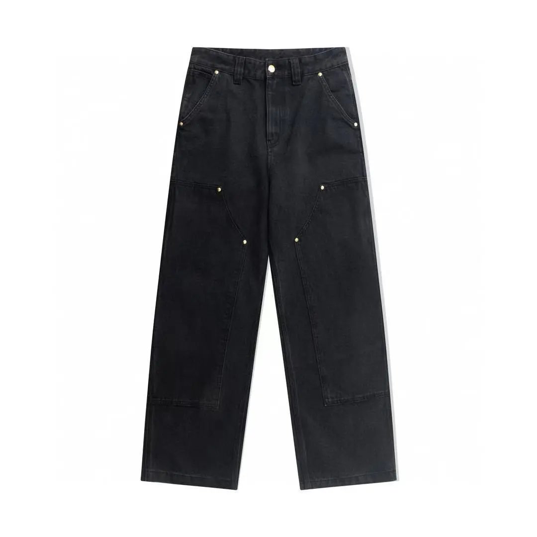 Washed Denim Jeans with Rivets photo 2