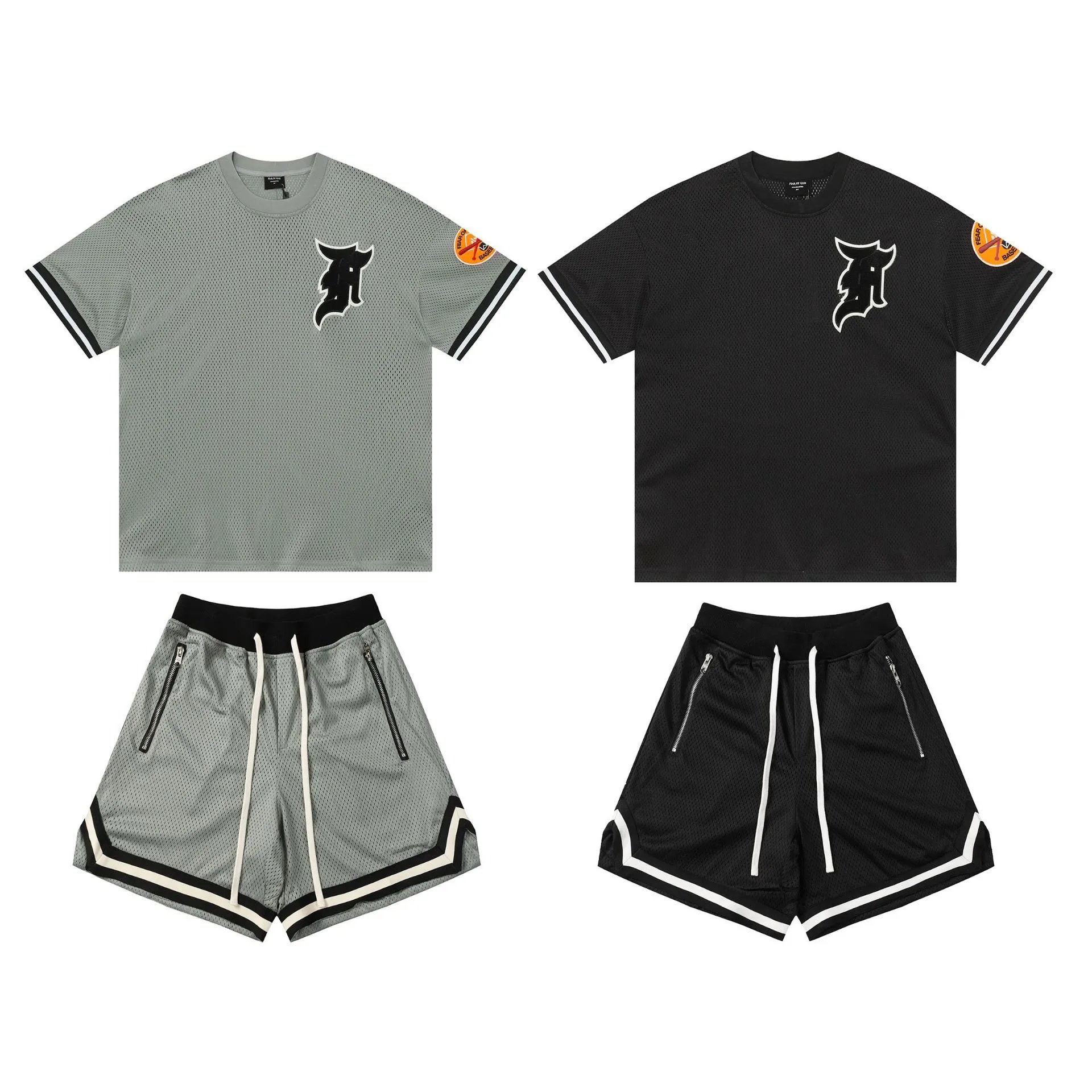 Breathable Mesh Hip Hop T-Shirt and Basketball Shorts Set