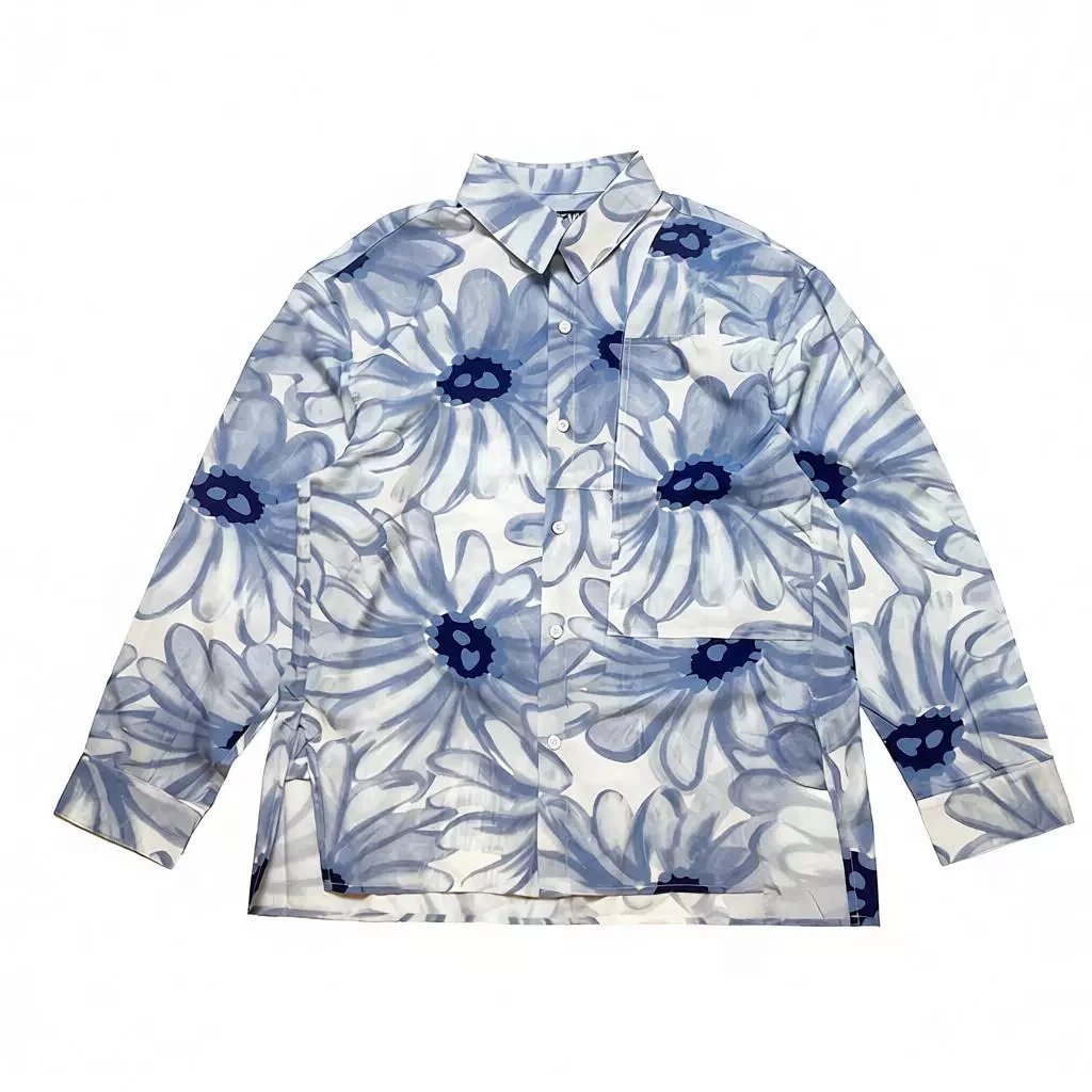 Hand-Drawn Flower Logo Print Shirt photo 4