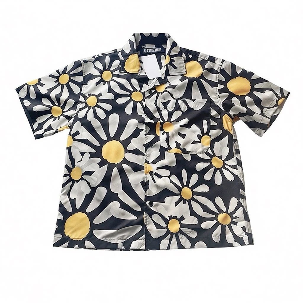 Hand-Drawn Flower Logo Print Shirt photo 5