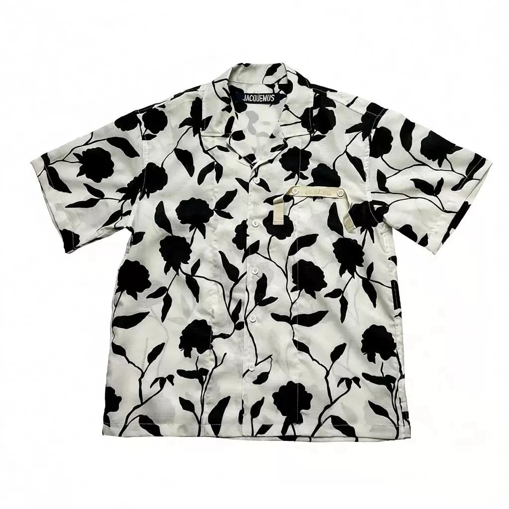 Hand-Drawn Flower Logo Print Shirt photo 7