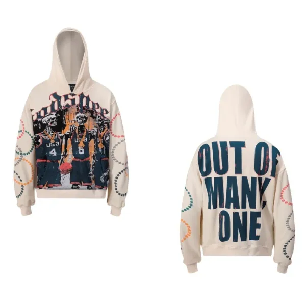 Philipp Plein x NBA 'Out Of Many One' Skeleton Basketball Hoodie Beige - 1