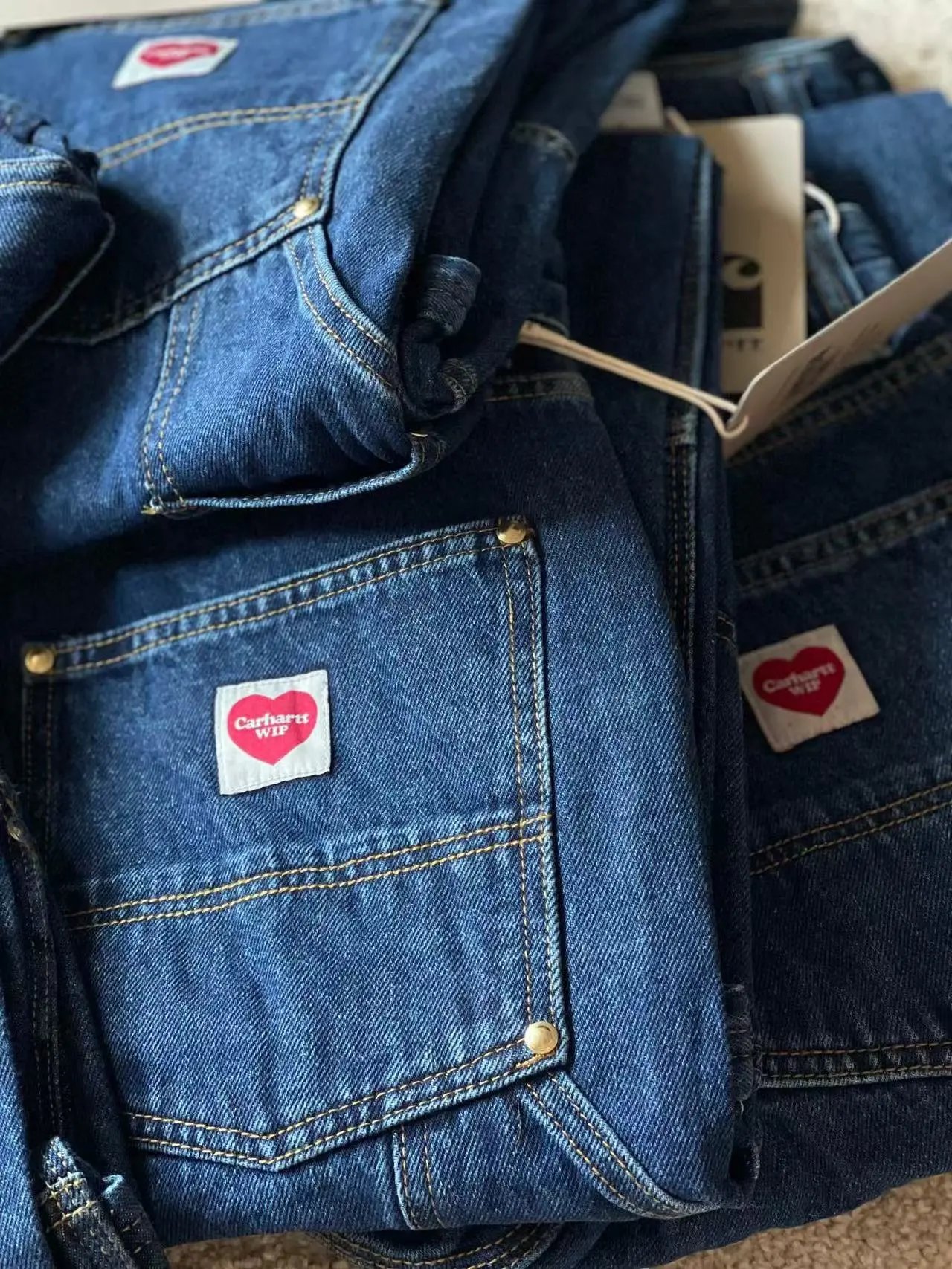 Washed Denim Jeans with Rivets photo 5