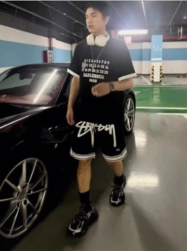 Stussy Stock Logo Basketball Shorts Black/White - 9