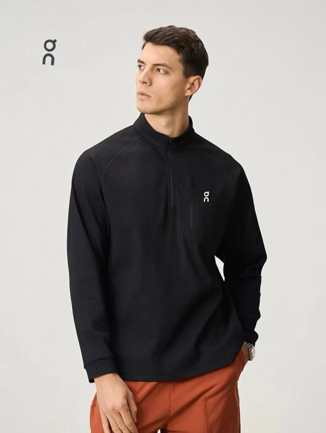 Half Zip Mock Neck Waffle Jacket photo 7