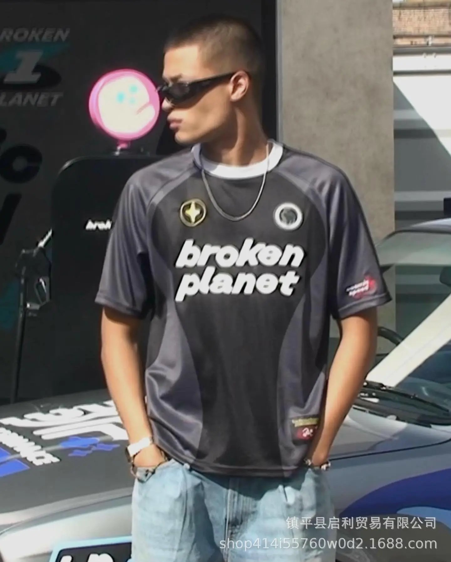 Planet Print Embroidery Soccer Jersey photo 8