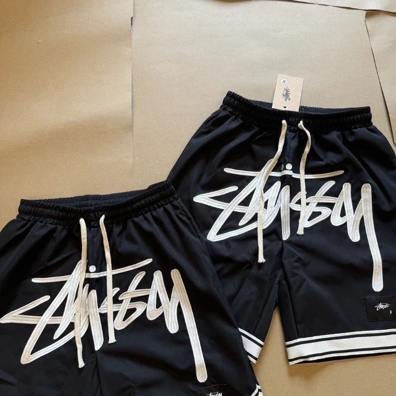 Stussy Stock Logo Basketball Shorts Black/White - 6
