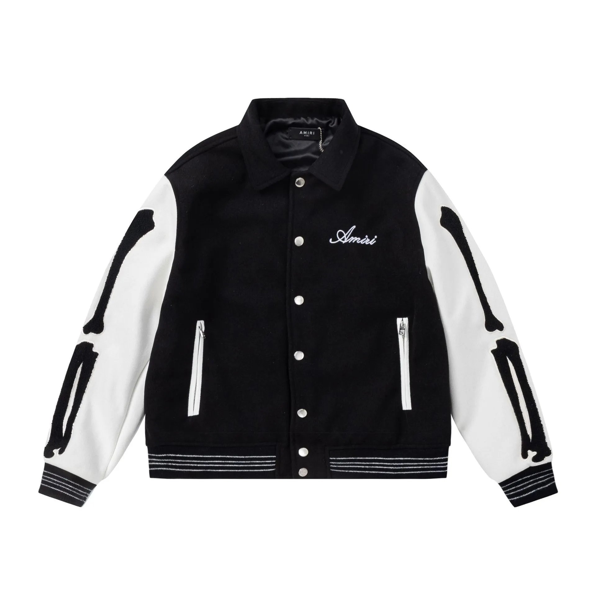 Embroidered Bone Print Baseball Jacket photo 3