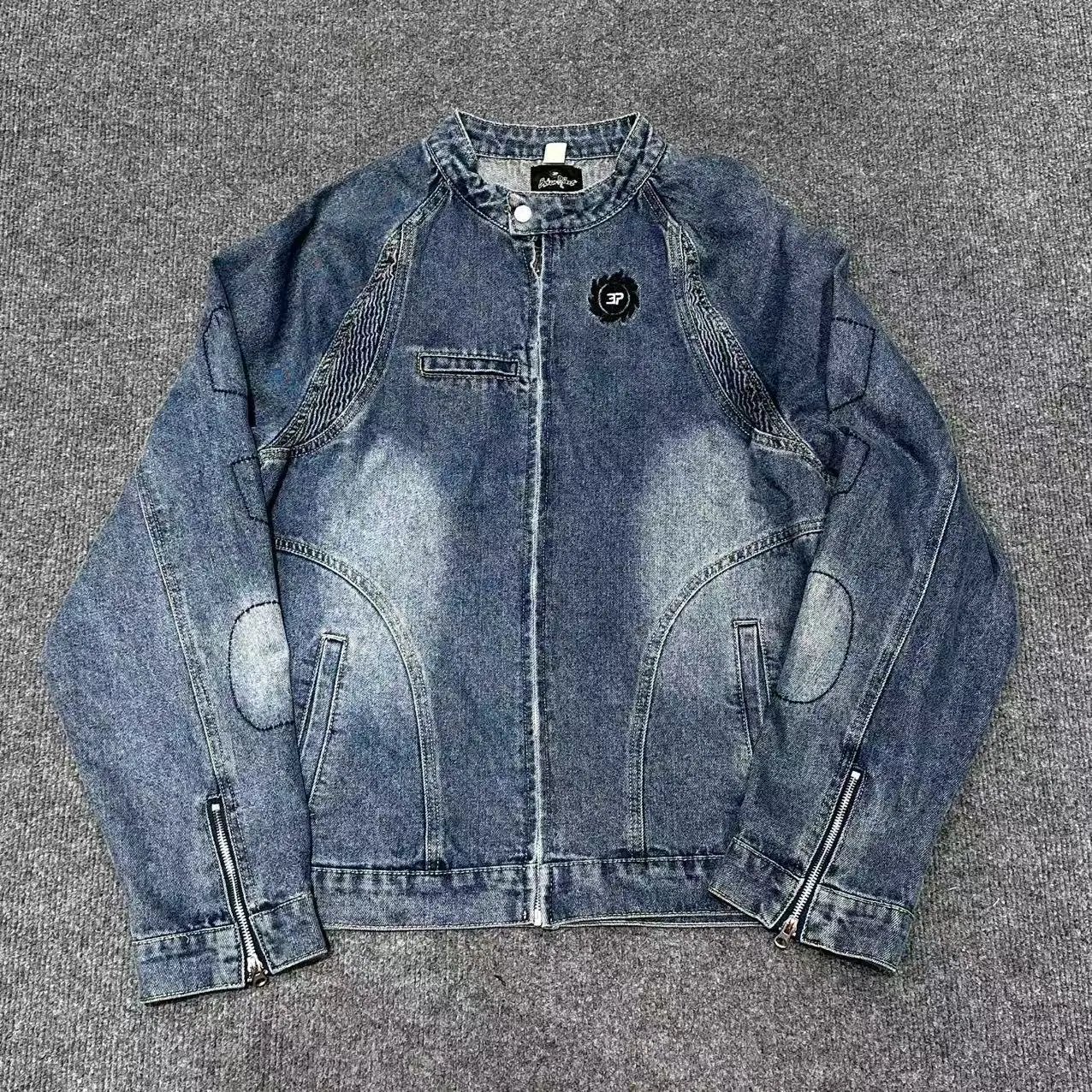 Broken Embroidered Denim Jacket and Pants Set photo 4