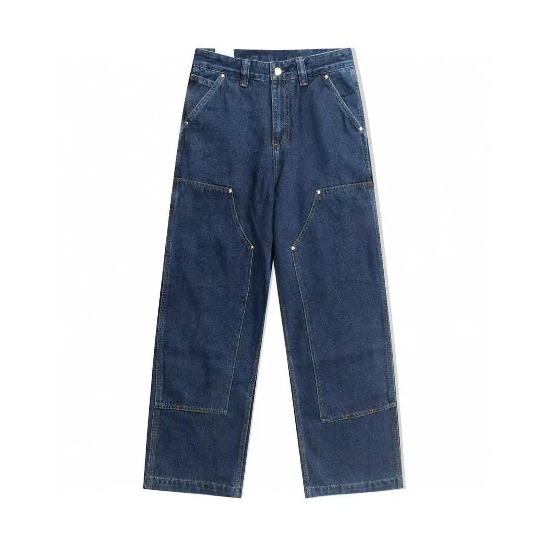 Washed Denim Jeans with Rivets photo 3