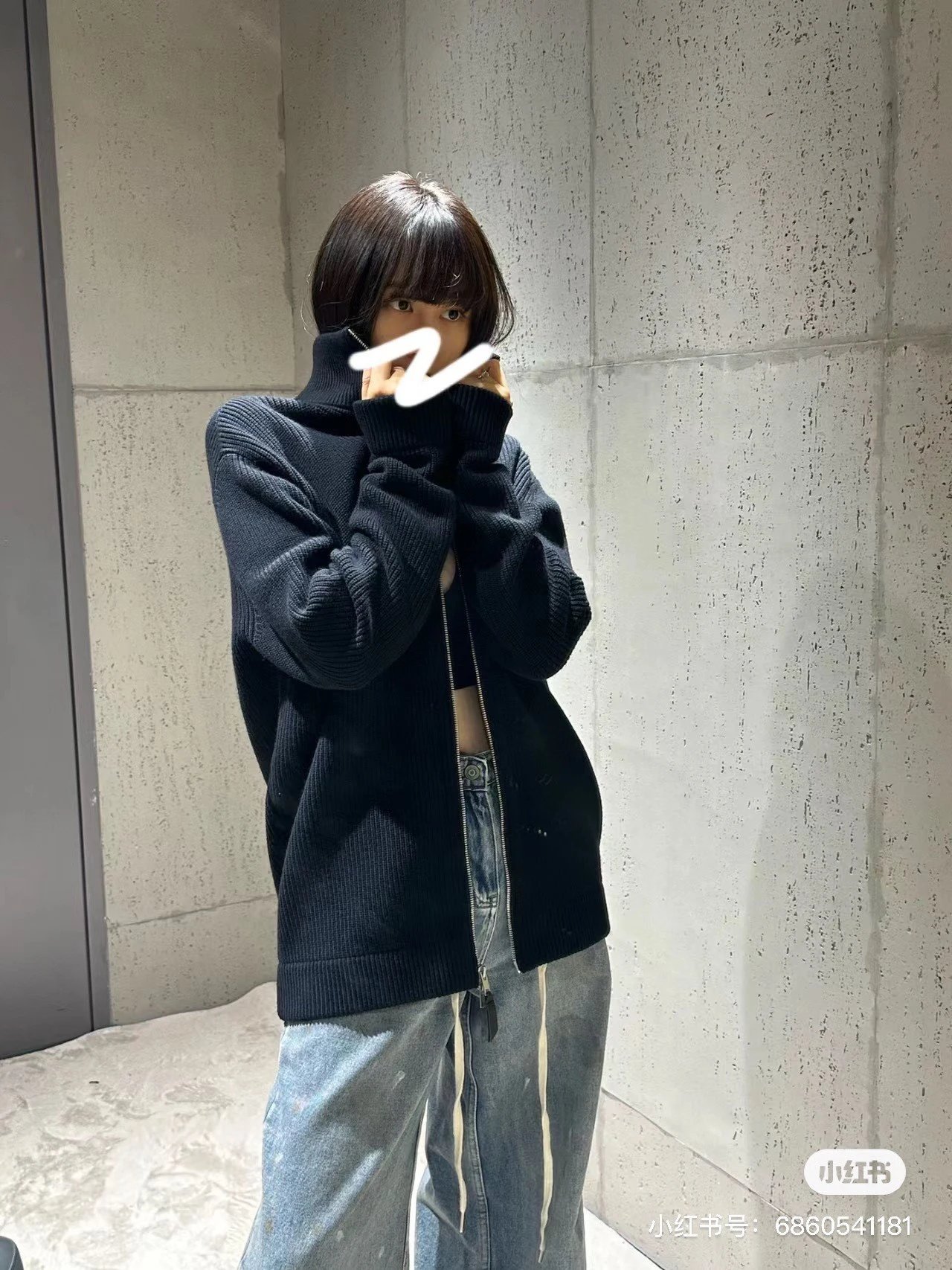High Neck Zip Knit Cardigan photo 5