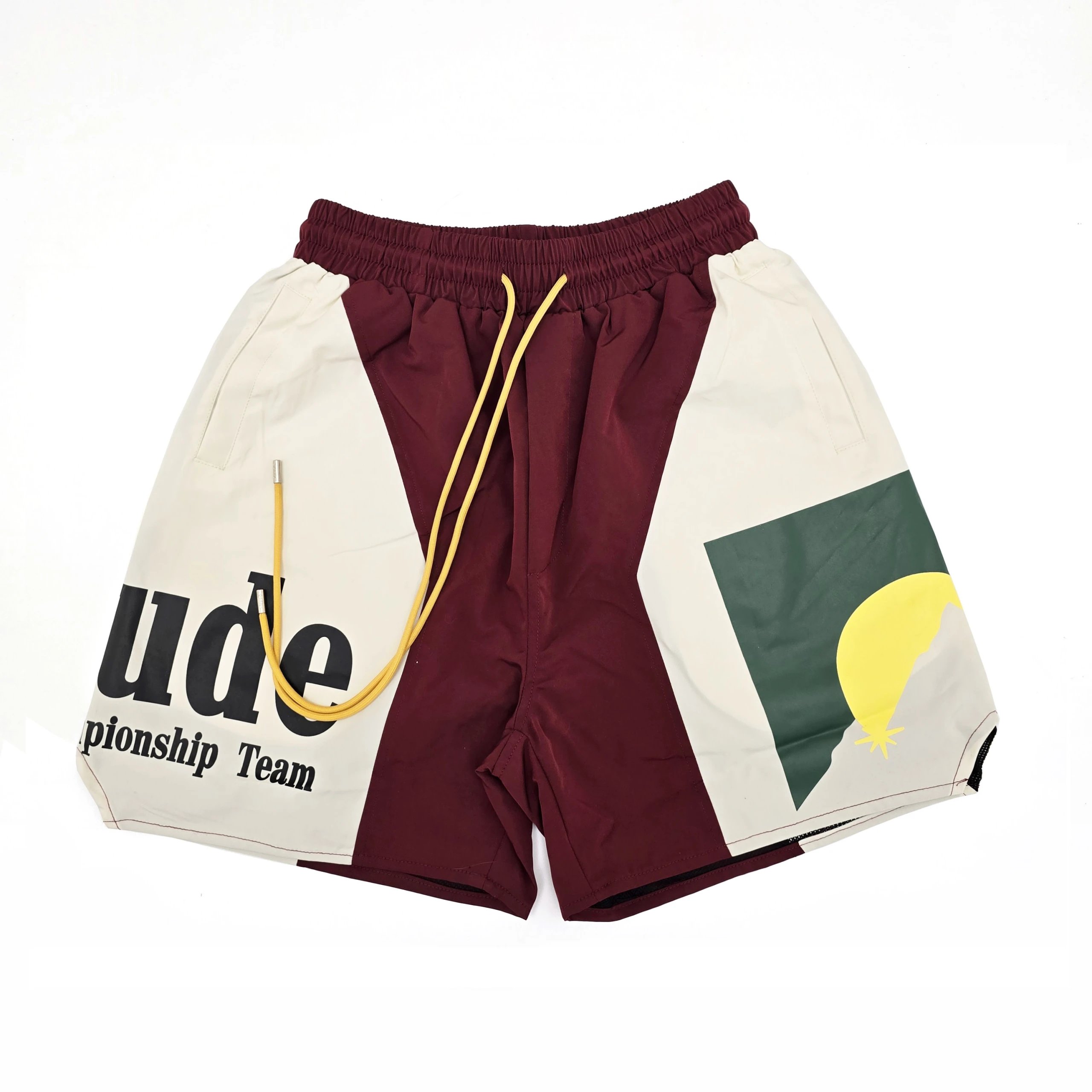 Printed Drawstring Color Block Shorts photo 4