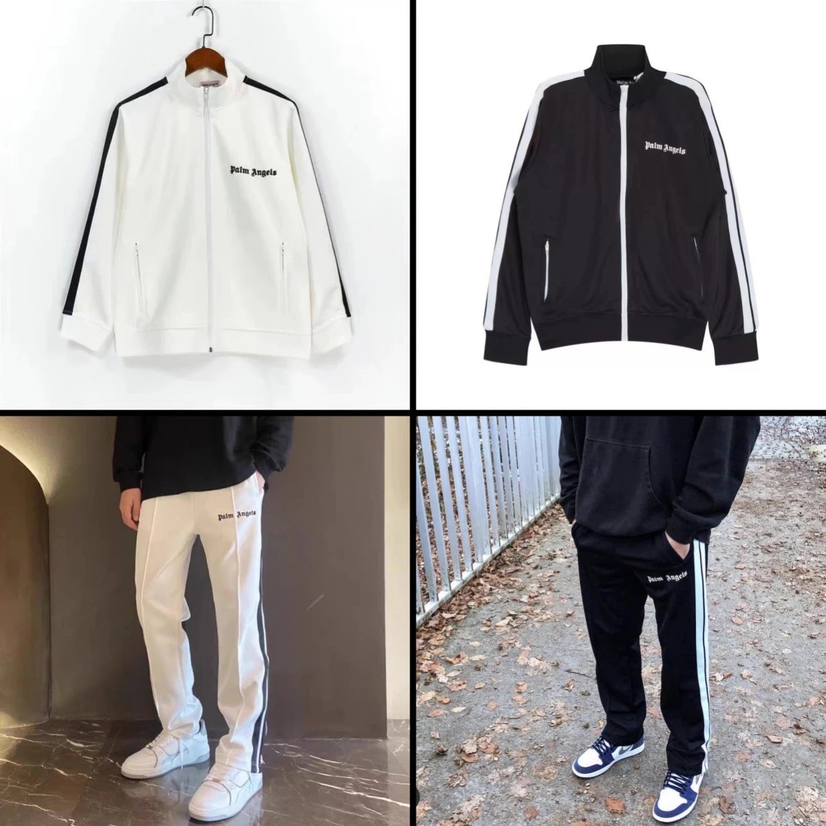 Palm Angels Track Jacket And Pants Set Black White Sportswear