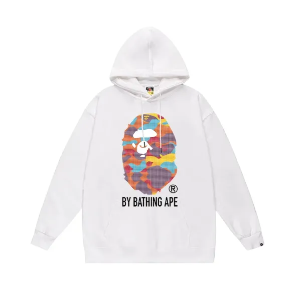 A Bathing Ape Pixel Camo Ape Head Hoodie White - 1