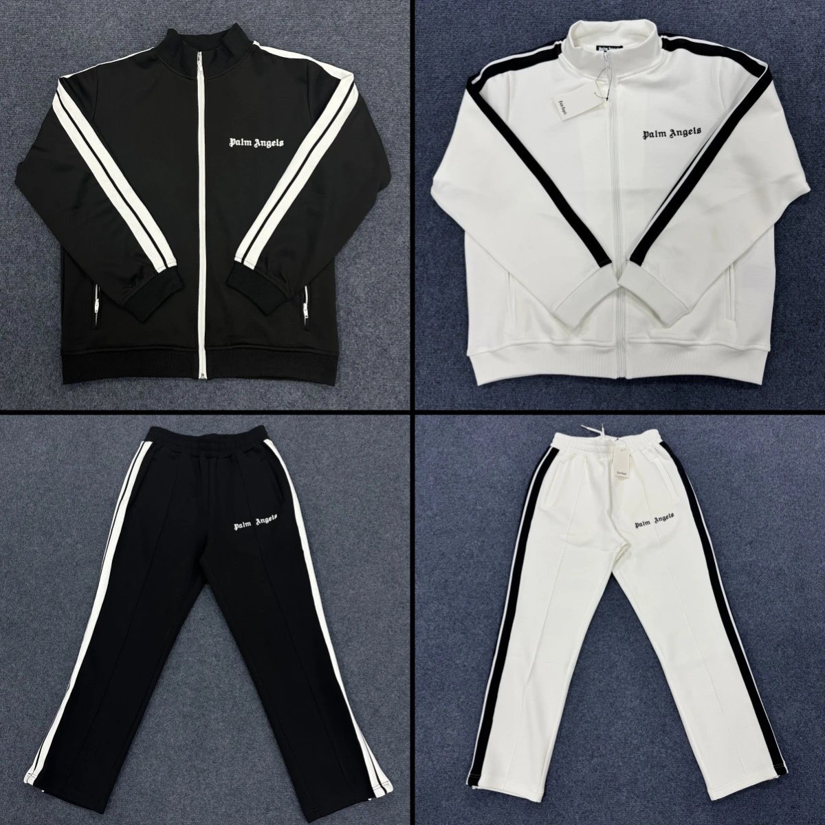 Black and White Striped Jacket Men's and Women's Sportswear Casual Set