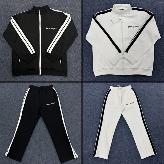 Black and White Striped Jacket Men's and Women's Sportswear Casual Set