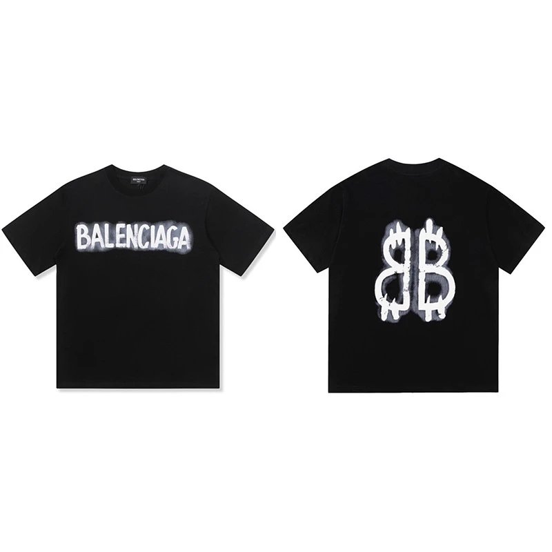 Balenciaga Spray-Paint Logo T-Shirt Black - 1