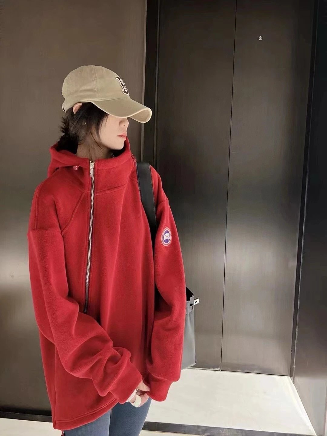 Fleece Diagonal Zip Hoodie photo 6