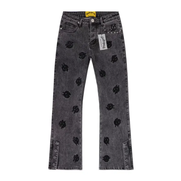 Godspeed Logo-Print Distressed Light Wash Jeans - 8