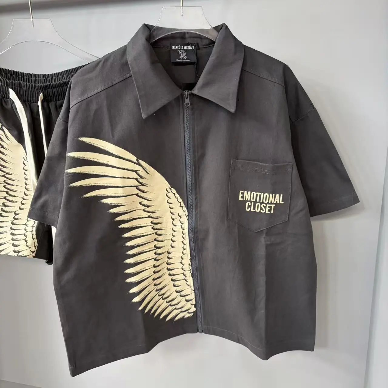 Wing Print Shirt and Shorts Set