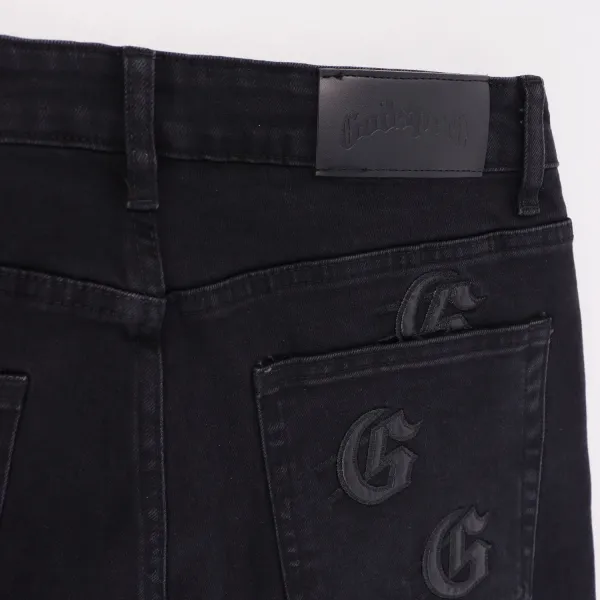 Godspeed Logo-Print Distressed Light Wash Jeans - 12