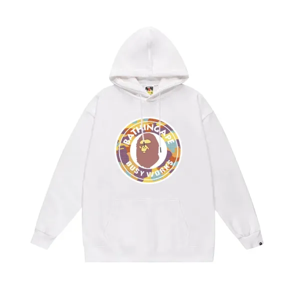 A Bathing Ape x Busy Works Circle Logo Hoodie White - 1