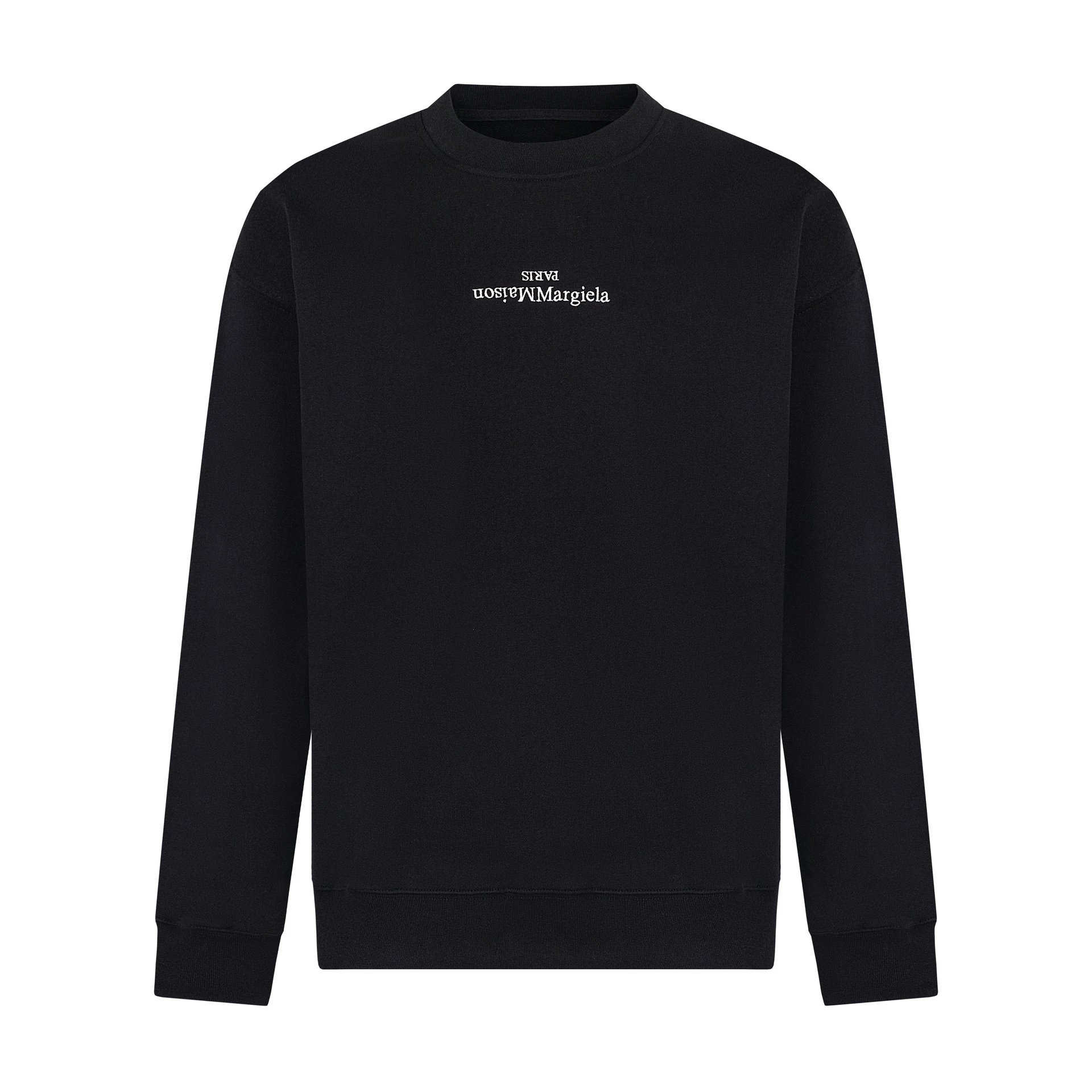 Crew Neck Reverse Logo Embroidered Cotton Hoodie photo 2