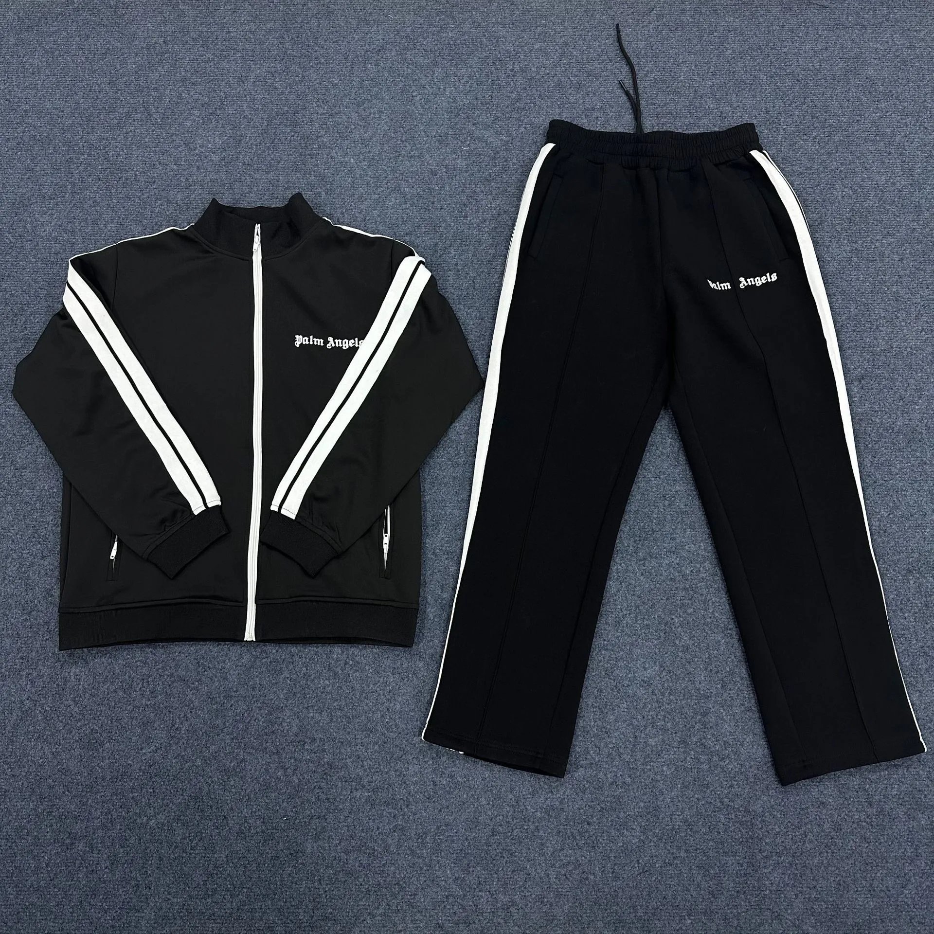 Palm Angels Track Jacket And Pants Set Black White Sportswear