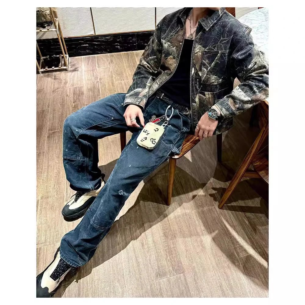Maple leaf branch vacation series jacket – relaxed fit, couple’s style, zip-up outerwear